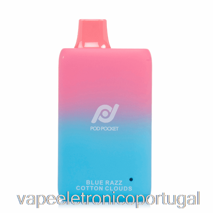 Vape Eletronico Pod Pocket 7500 0% Zero Nicotina Descartável Azul Razz Algodão Nuvens